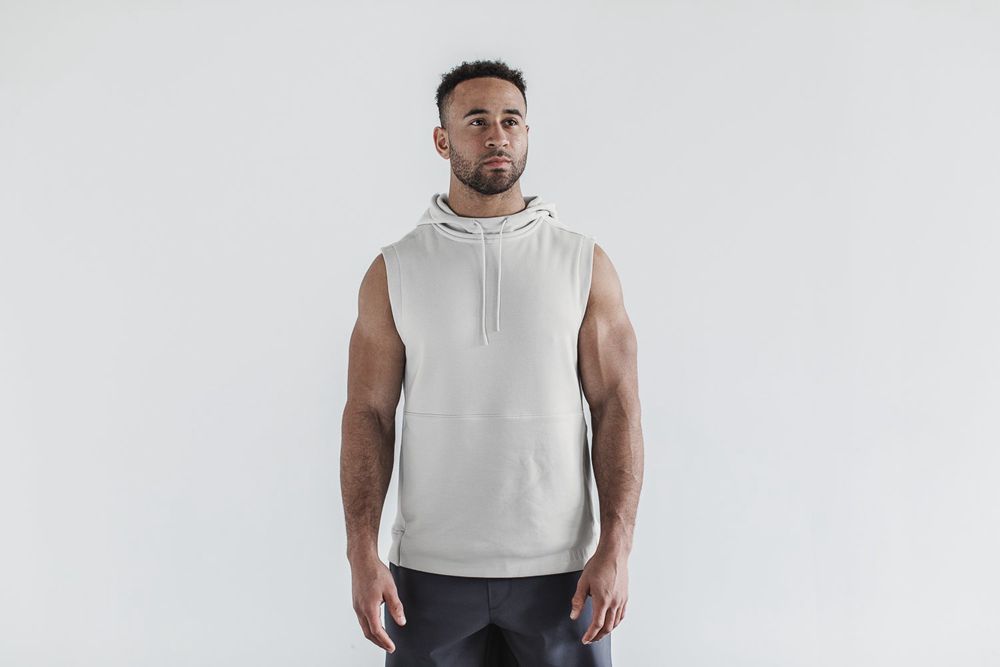 NOBULL Men's Microplush Sleeveless Hoodie - Frost - Ireland (2471DENMW)